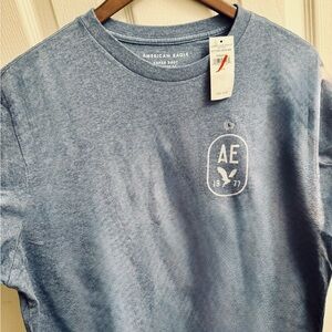 American Eagle Super Soft Standard Fit Logo T-Shirt- L, Blue
